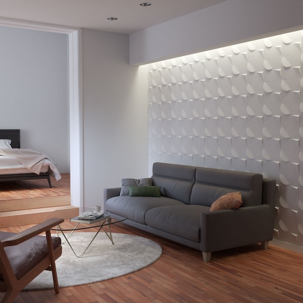 Ekena Millwork 11 7/8in. W x 11 7/8in. H Apollo EnduraWall Decor 3D Wall Panel Covers Total 48.96 Sq. Ft., 50PK - WP12X12APWH-CASE-50