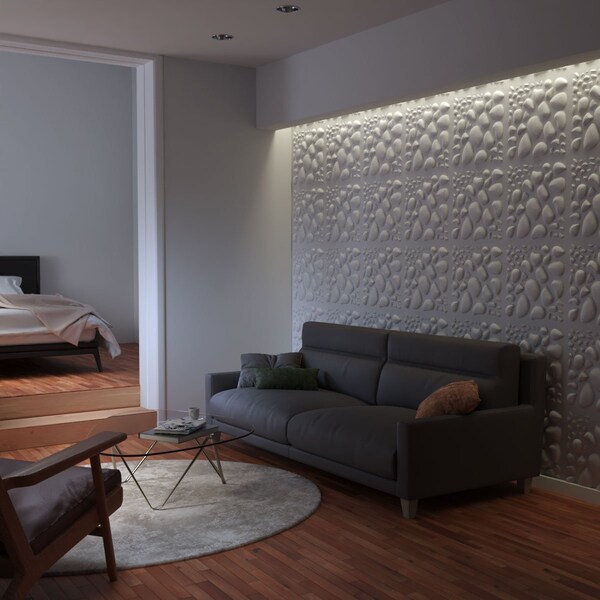 Ekena Millwork 19 5/8in. W x 19 5/8in. H Shale EnduraWall Decorative 3D Wall Panel, White, 10PK - WP20X20SLWH-CASE-10