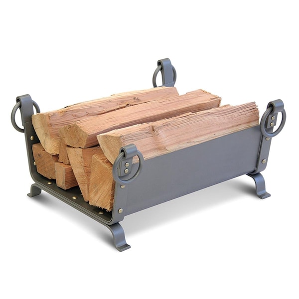 Back2Basics Greyson Wood Holder - Natural Iron with Brass Rivets - BA1070935