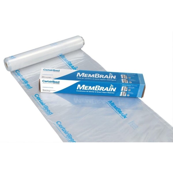 Certainteed Membrain CertainTeed MemBrain 8 ft. W X 100 ft. L X 2 mil Air Barrier and Smart Vapor Retarder Roll 833 sq ft - 902008