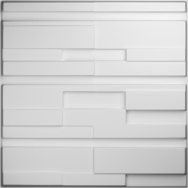 Ekena Millwork Offset Brick EnduraWall Decorative 3D Wall Panel, White, 19 5/8"W x 19 5/8"H - WP20X20OBWH
