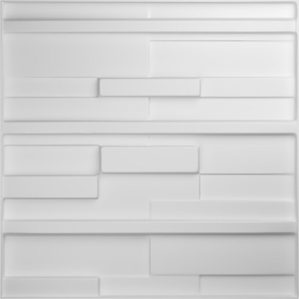 Ekena Millwork Offset Brick EnduraWall Decorative 3D Wall Panel, White, 19 5/8"W x 19 5/8"H - WP20X20OBWH