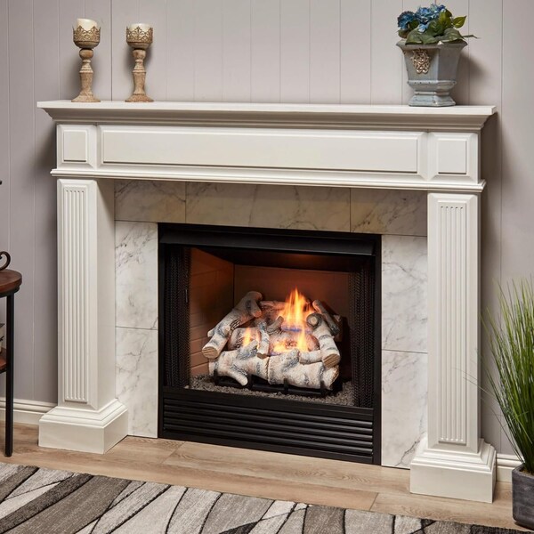 Bluegrass Living Vent Free Dual Fuel Gas Log Set, 18 in Birch Wood, 30,000 BTU, Remote Control - B18DR-UL3