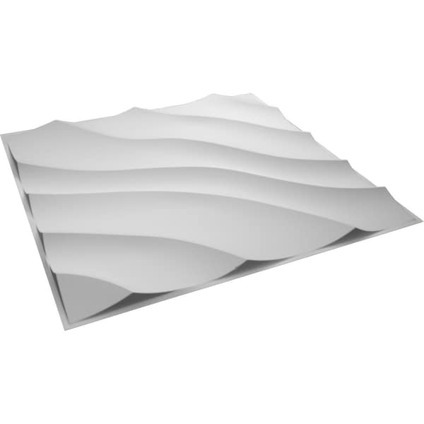 Ekena Millwork 19 5/8in. W x 19 5/8in. H Modern Wave EnduraWall 3D Wall Panel Covers Total 32.1 Sq. Ft., 12PK - WP20X20MWWH-CASE-12