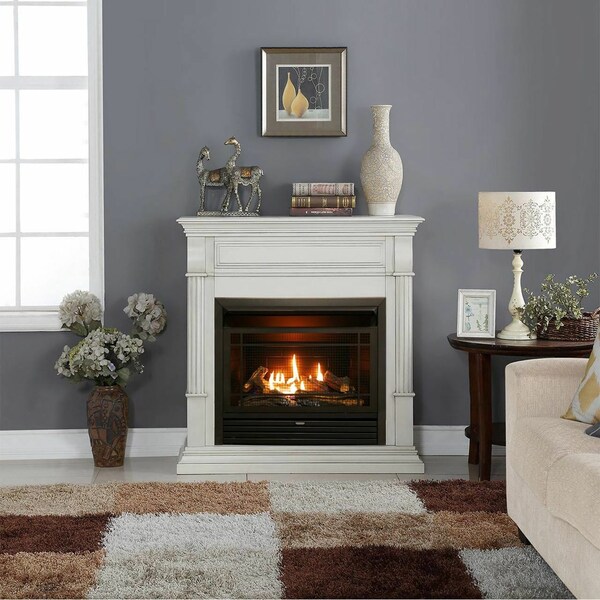 Duluth Forge Dual Fuel Ventless Gas Fireplace With Mantel - 26,000 Btu, Remote - DFS-300R-2AW