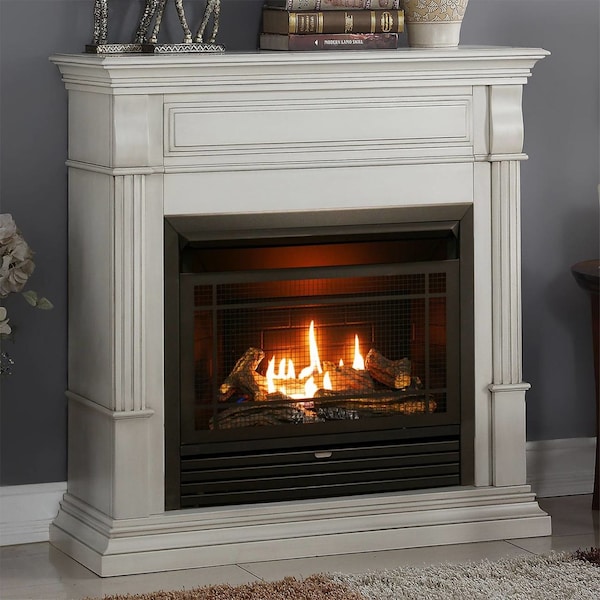 Duluth Forge Dual Fuel Ventless Gas Fireplace With Mantel - 26,000 Btu, Remote - DFS-300R-2AW