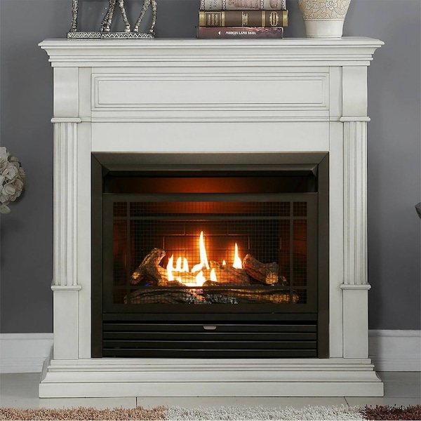 Duluth Forge Dual Fuel Ventless Gas Fireplace With Mantel - 26,000 Btu, Remote - DFS-300R-2AW