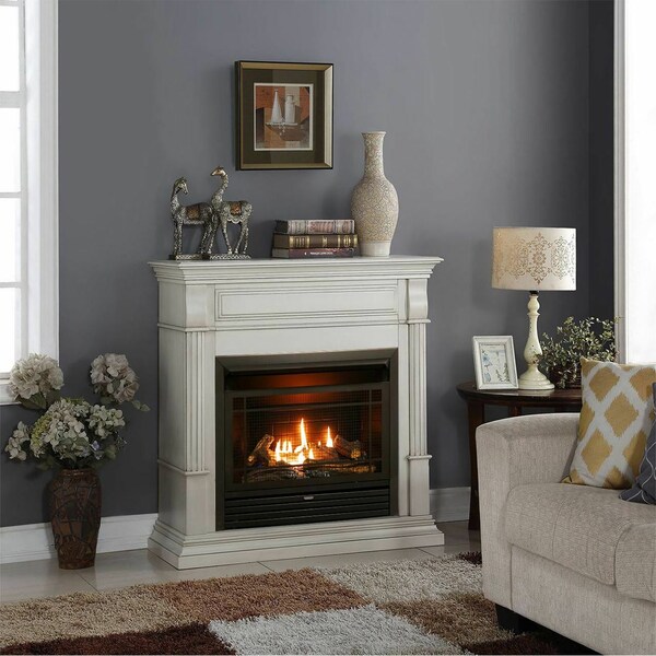 Duluth Forge Dual Fuel Ventless Gas Fireplace With Mantel - 26,000 Btu, Remote - DFS-300R-2AW