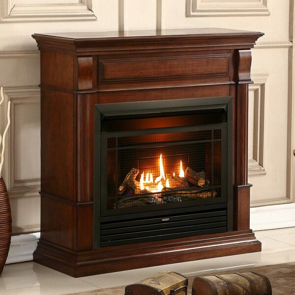 Duluth Forge Dual Fuel Ventless Gas Fireplace With Mantel - 26,000 Btu, Remote - DFS-300R-2AC