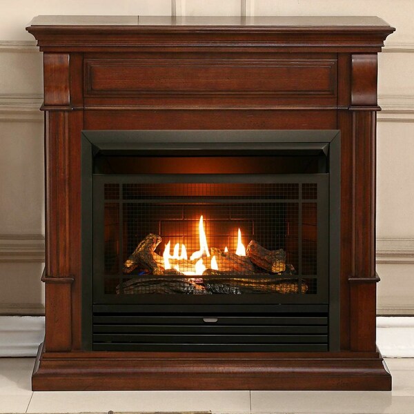 Duluth Forge Dual Fuel Ventless Gas Fireplace With Mantel - 26,000 Btu, Remote - DFS-300R-2AC