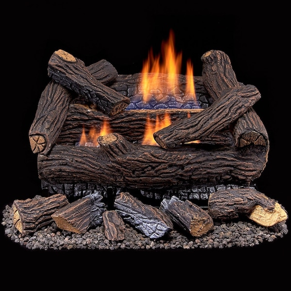 Duluth Forge Ventless Dual Fuel Gas Log Set - 18 In. Stacked Red Oak, 30,000 - DLS-18R-2