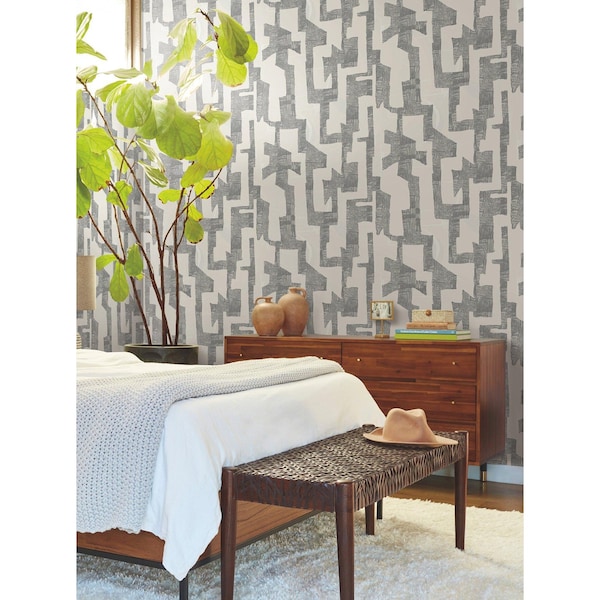 York Wallcoverings Modern Tribal Linen and Charcoal Wallpaper - AG2101