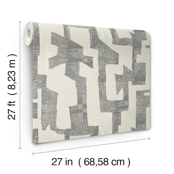 York Wallcoverings Modern Tribal Linen and Charcoal Wallpaper - AG2101