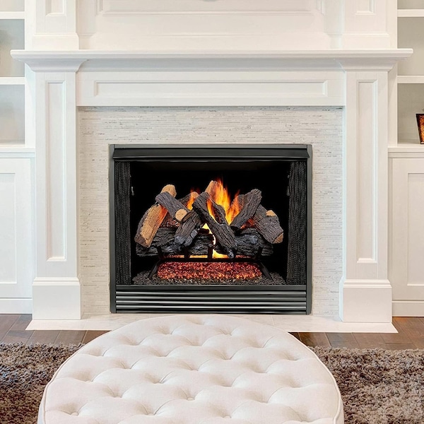 Duluth Forge Vented Natural Gas Log Set With Remote Control Kit, 24 in, 55,000 BTU, Heartland Oak - FNVL24-1-RO