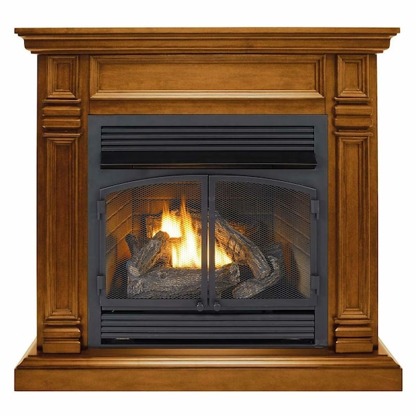 Duluth Forge Dual Fuel Ventless Gas Fireplace With Mantel - 32,000 Btu, Remote - DFS-400R-2AS