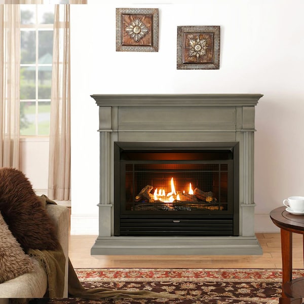Duluth Forge Dual Fuel Ventless Gas Fireplace With Mantel - 26,000 Btu, T-Stat - DFS-300T-2GR
