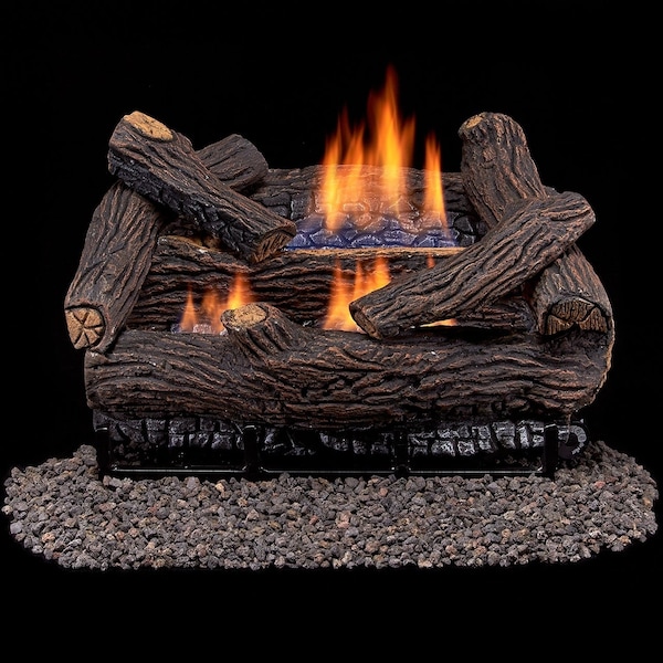 Duluth Forge Ventless Dual Fuel Log Set - 18 In. Stacked Red Oak, 30,000 Btu, T- - DLS-18T-2