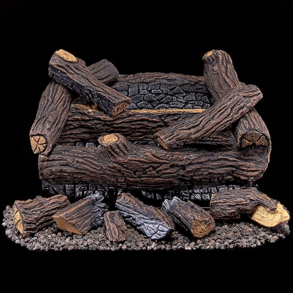 Duluth Forge Ventless Dual Fuel Log Set - 18 In. Stacked Red Oak, 30,000 Btu, T- - DLS-18T-2