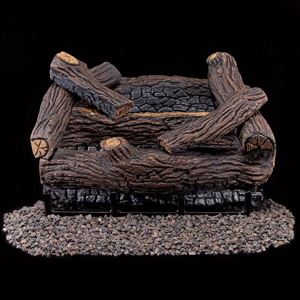 Duluth Forge Ventless Dual Fuel Log Set - 18 In. Stacked Red Oak, 30,000 Btu, T- - DLS-18T-2