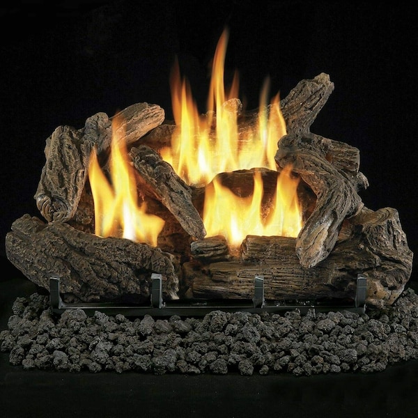 Procom Heating Ventless Dual Fuel Gas Log Set, 18in, 30,000 BTU, T-Stat Control - PCNSD18T