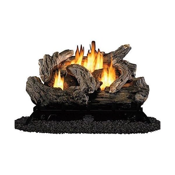 Procom Heating Ventless Dual Fuel Gas Log Set, 24in, 32,000 BTU, T-Stat Control - PCNSD24TD