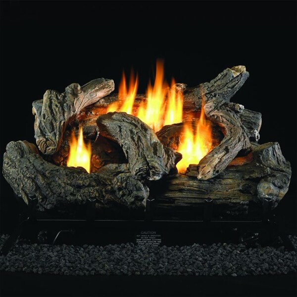 Procom Heating Ventless Dual Fuel Gas Log Set, 24in, 32,000 BTU, T-Stat Control - PCNSD24TD