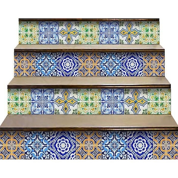 Homeroots 4 x 4 in. Lima Multi Blue Mosaic Peel & Stick Tiles - 400310