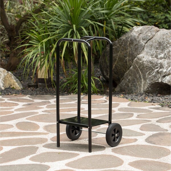 Gardenised Indoor and Outdoor Patio Steel Firewood Log Carrier, Wood Rack Storage Stacking Holder, Black - QI004520