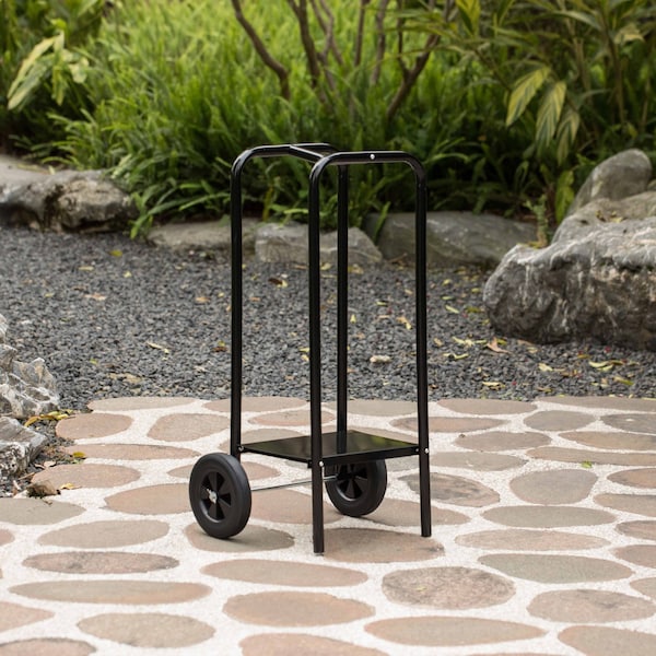 Gardenised Indoor and Outdoor Patio Steel Firewood Log Carrier, Wood Rack Storage Stacking Holder, Black - QI004520