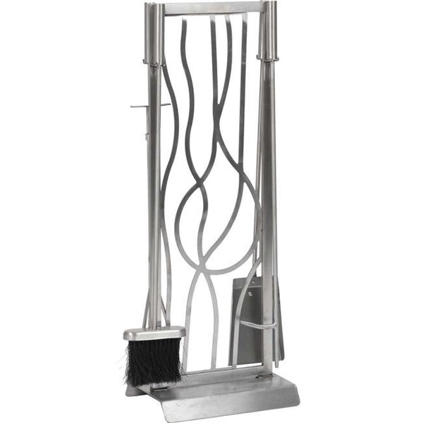 Dagan Dagan AHF800 Abstract Design Stainless Steel Fireplace Tool Set; Stainless Steel - 5 Piece - AHF800