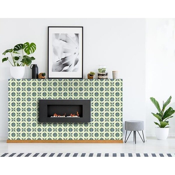 Homeroots 5 x 5 in. Aegean Orb Green Removable Peel & Stick Tiles - 400196