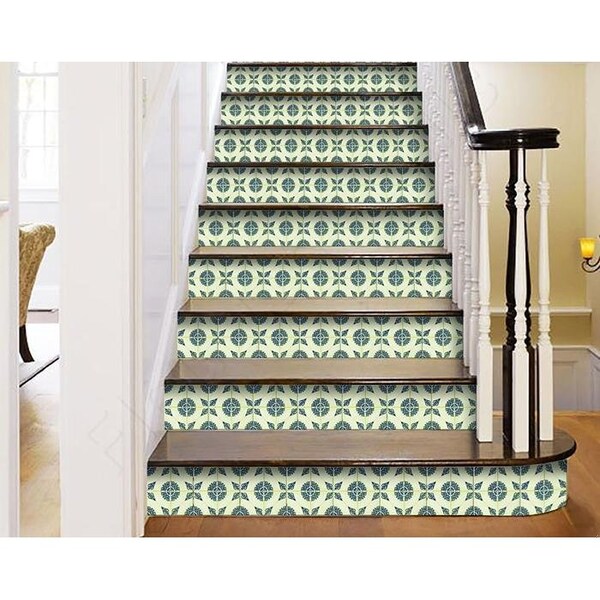 Homeroots 5 x 5 in. Aegean Orb Green Removable Peel & Stick Tiles - 400196