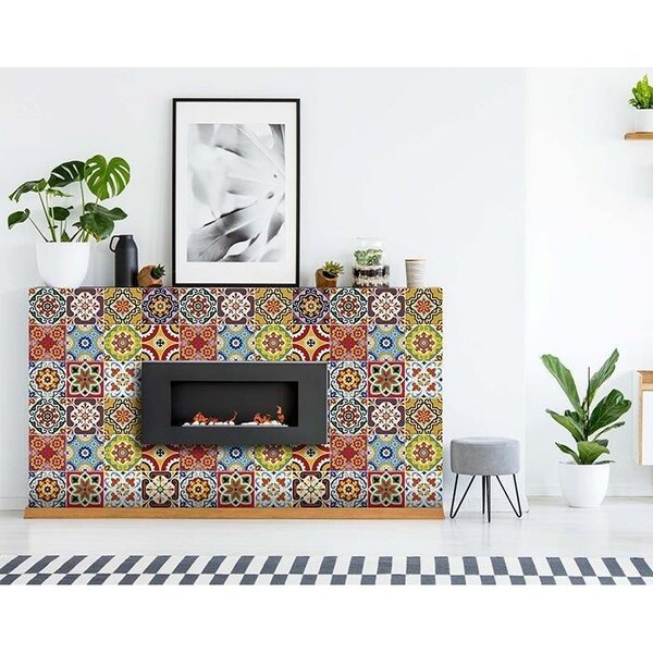 Homeroots 5 x 5 in. Mediterra Yellow Mosaic Peel & Stick Tiles - 400051