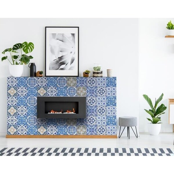 Homeroots 5 x 5 in. Blue Manna Peel & Stick Removable Tiles - 400341