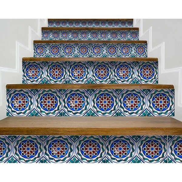Homeroots 5 x 5 in. Augustine Blue Removable Peel & Stick Tiles - 400290