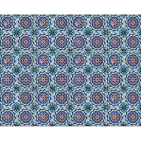 Homeroots 5 x 5 in. Augustine Blue Removable Peel & Stick Tiles - 400290