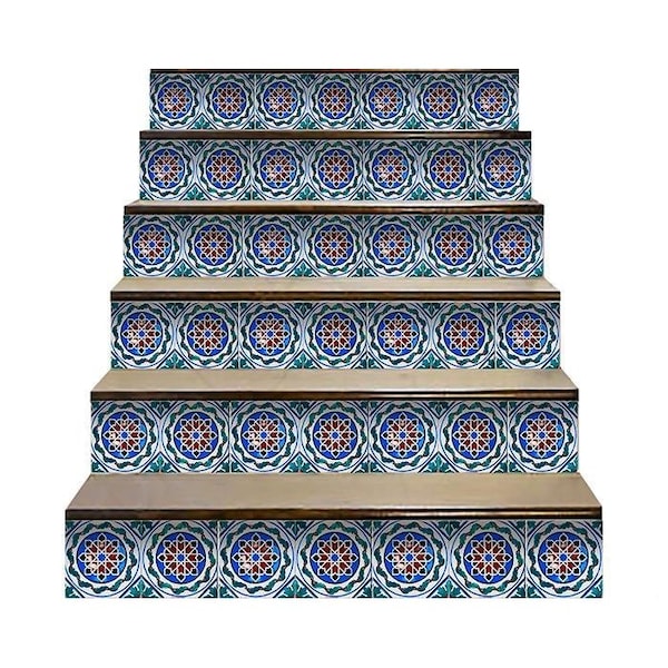 Homeroots 5 x 5 in. Augustine Blue Removable Peel & Stick Tiles - 400290