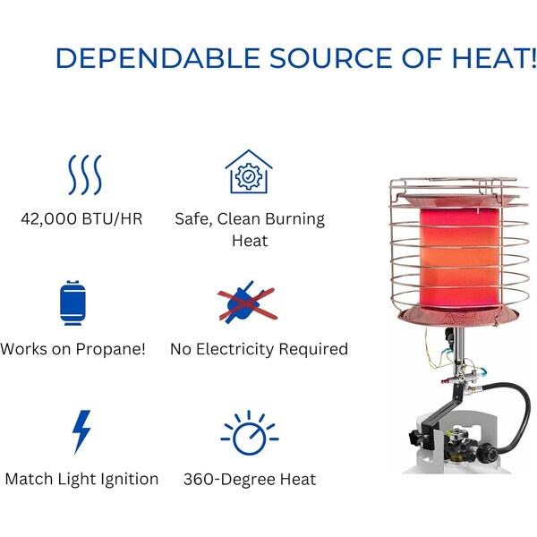 Avenger 360-Degree Infrared Tank Top Propane Heater, 42,000 BTU - FBDTP360