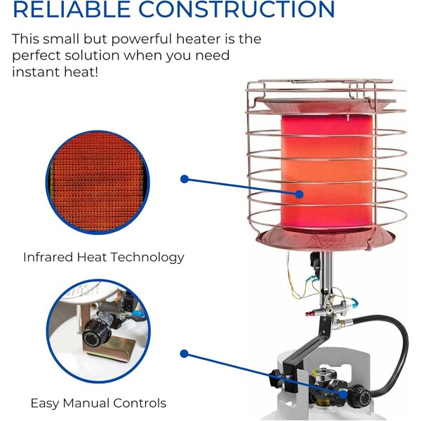 Avenger 360-Degree Infrared Tank Top Propane Heater, 42,000 BTU - FBDTP360