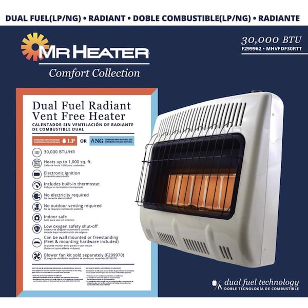 Mr. Heater Mr. Heater Comfort Collection 30000 Btu/h 1000 sq ft Radiant Natural Gas/Liquid Propane Heater - F299962