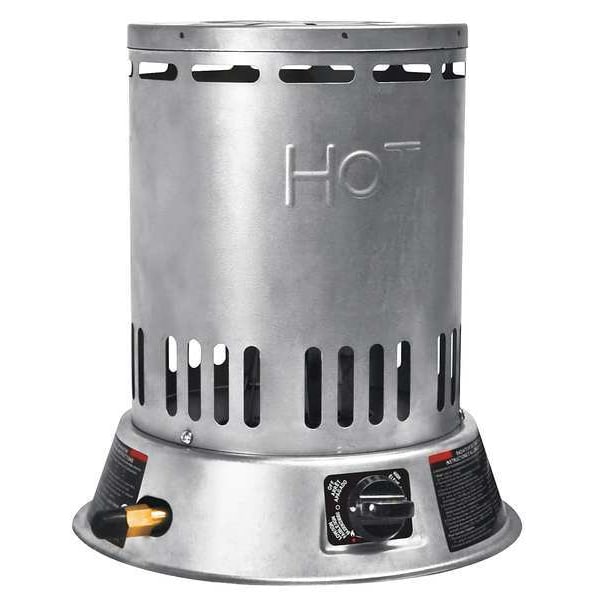 Dayton Portable Gas Floor Heater, Liquid Propane, Matchless Piezo, 11 11/16 in Wx 11 11/16 in L - 6BY71