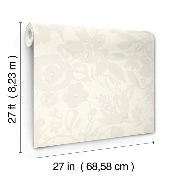 York Wallcoverings Brushstroke Floral Pearl Wallpaper - BL1734