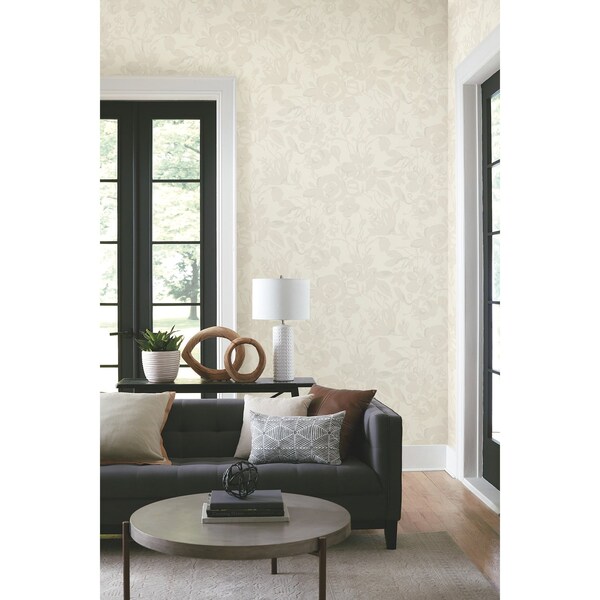 York Wallcoverings Brushstroke Floral Pearl Wallpaper - BL1734