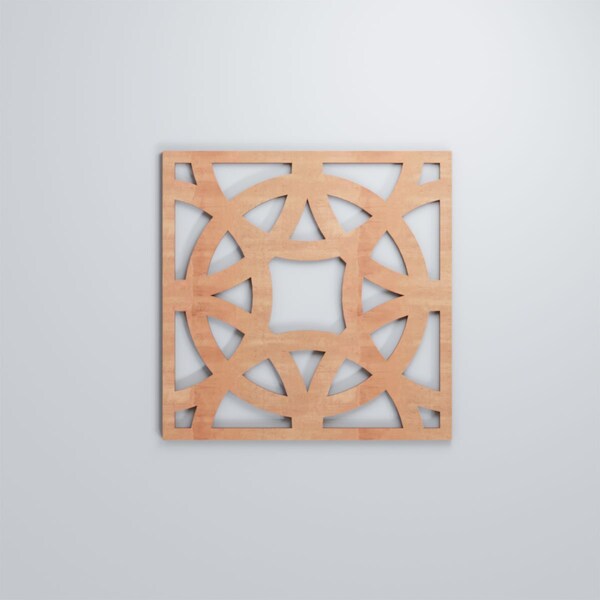 Ekena Millwork Medium Brownsville Decorative Fretwork Wood Wall Panels, Cherry, 15 3/8"W x 15 3/8"H x 3/8"T - WALW16X16X0375BNECH
