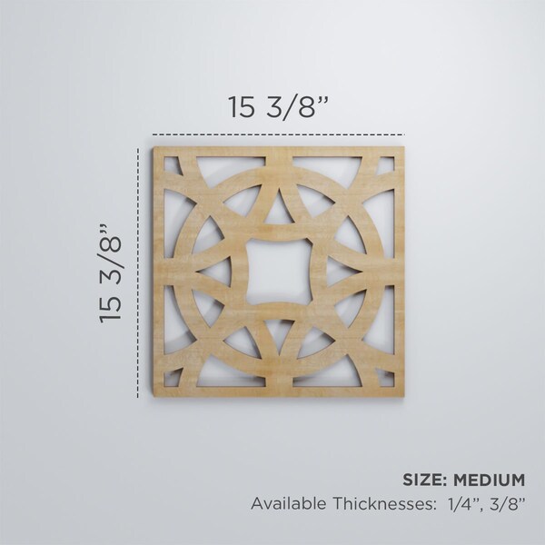 Ekena Millwork Medium Brownsville Decorative Fretwork Wood Wall Panels, Cherry, 15 3/8"W x 15 3/8"H x 3/8"T - WALW16X16X0375BNECH