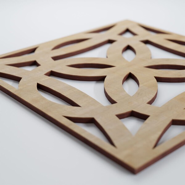 Ekena Millwork Medium Baytown Decorative Fretwork Wood Wall Panels, Hickory, 15 3/8"W x 15 3/8"H x 3/8"T - WALW16X16X0375BYTHI