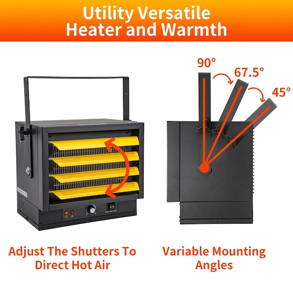 Edendirect 5000W Black Electric Garage Heater Micathermic Space Heater, 3 Heat Setting Control - HGM-50