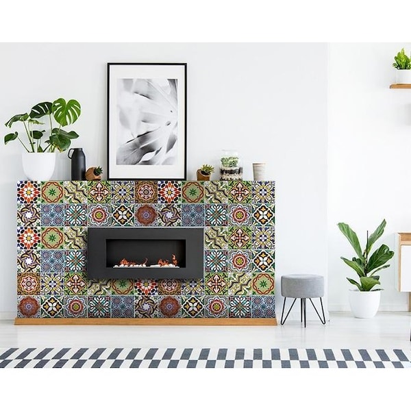 Homeroots 4 x 4 in. Mediterranean Mash Red Mosaic Peel & Stick Tiles - 399850