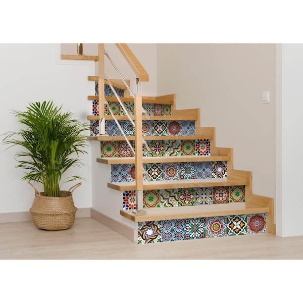 Homeroots 4 x 4 in. Mediterranean Mash Red Mosaic Peel & Stick Tiles - 399850