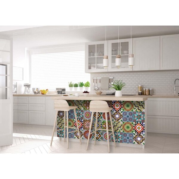Homeroots 4 x 4 in. Mediterranean Mash Red Mosaic Peel & Stick Tiles - 399850